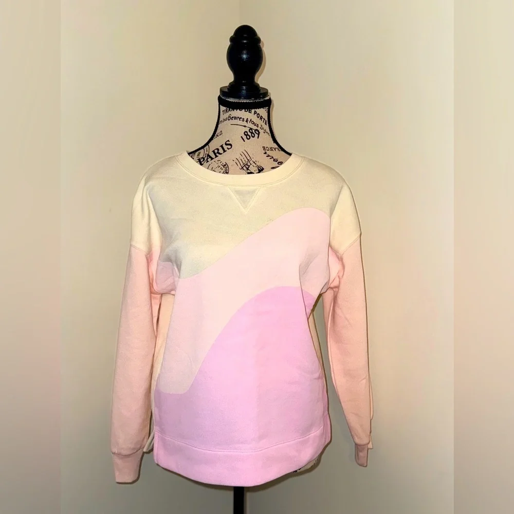 Old Navy Girl's Blue and Ivory Color Block Swirl Crew Neck Sweatshirt, XL